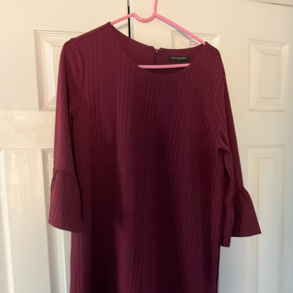 Banana Republic Burgundy Textured Sleeve Dress